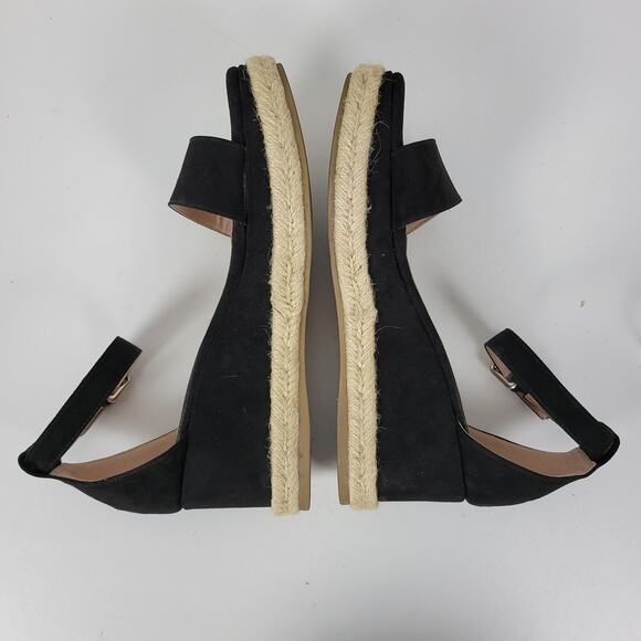 BCBGeneration Addie Women Sandals Size 7.5 Black Ankle Strap Espadrille Platform - Picture 7 of 13